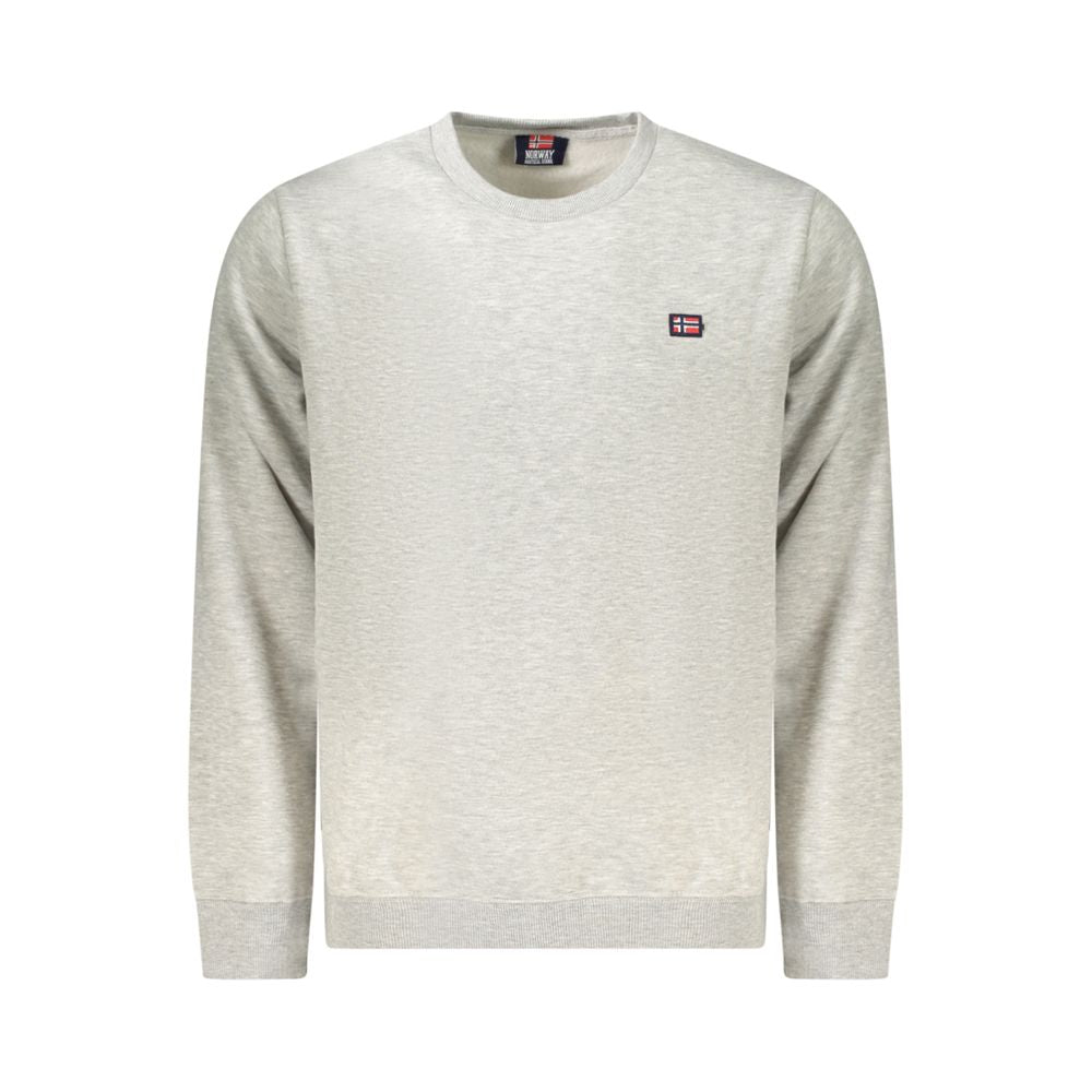Norway 1963 Gray Cotton Men Sweater with logo, crew neck, and long sleeves, ideal for modern elegant casual wear.