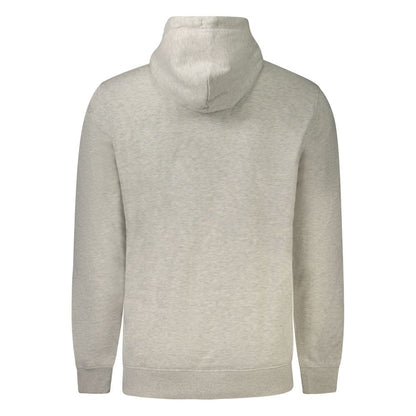 Tommy Hilfiger Gray Cotton Men Sweater featuring a back view with hood and long sleeves.