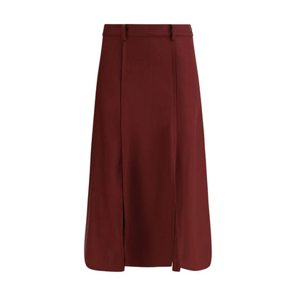 Crida Milano Bordeaux Wool Midi Skirt