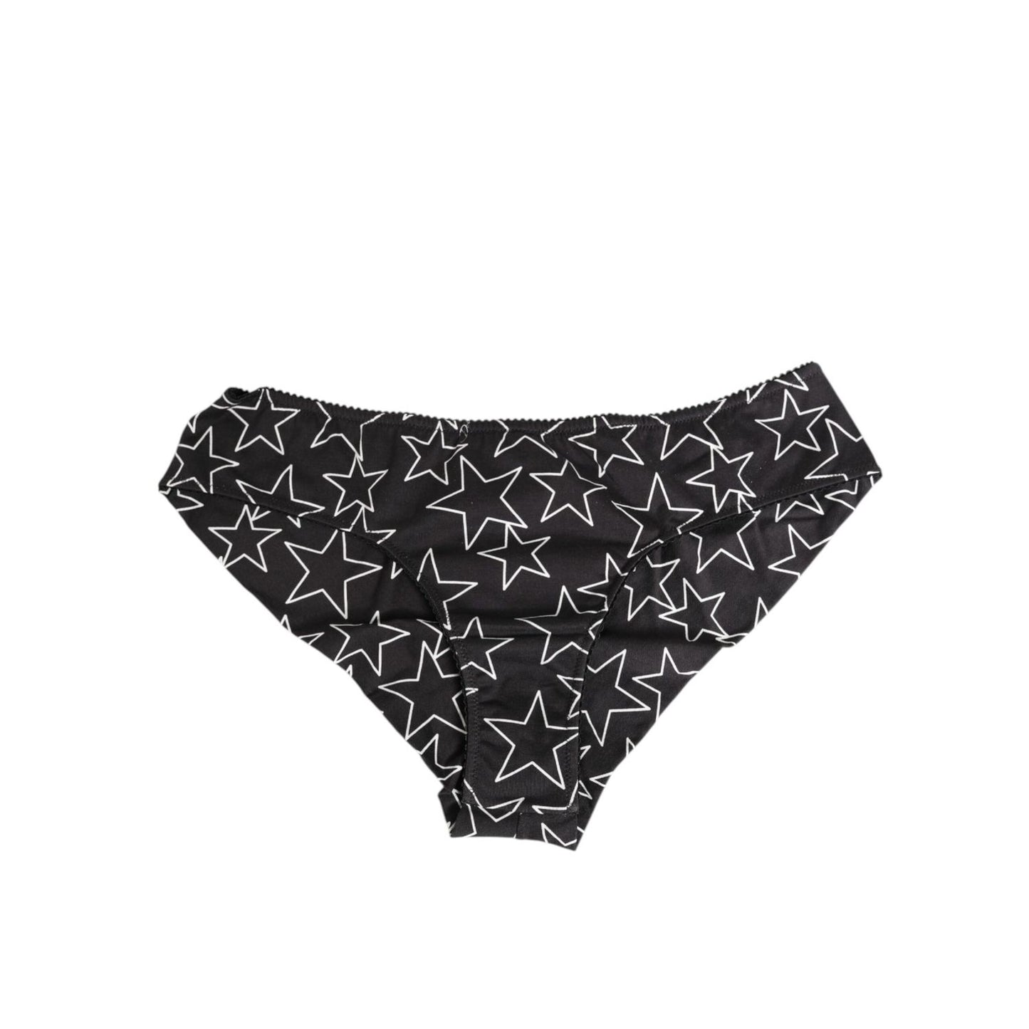 Dolce & Gabbana Black White Star Print Cotton Slip Panty Underwear