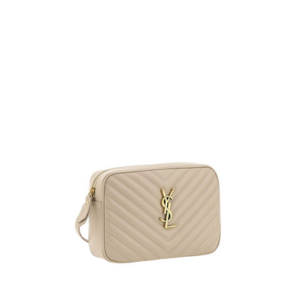 Saint Laurent Beige Calf Leather Bos Taurus Shoulder Bag with quilted design and logo plaque