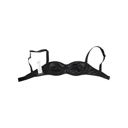 Dolce & Gabbana Black Silk Satin Wireless Lingerie Bra Underwear