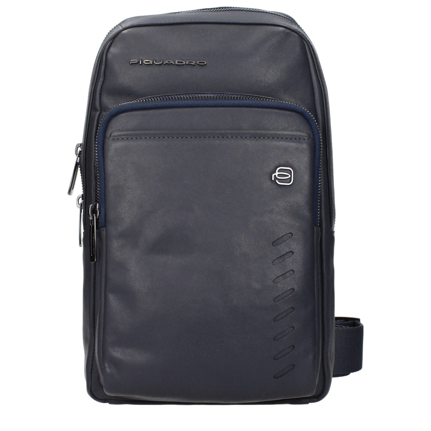 Piquadro Blue Leather Crossbody Bag with front logo and adjustable shoulder strap, MPN CA5346S110BLU, code F84379