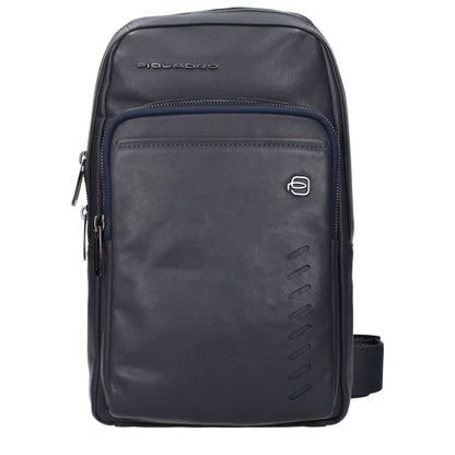 Piquadro Blue Leather Crossbody Bag with front logo and adjustable shoulder strap, MPN CA5346S110BLU, code F84379