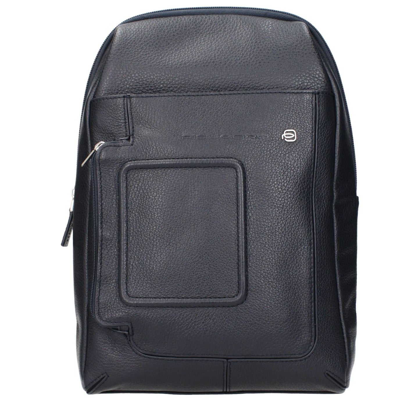 Piquadro Blue Leather Crossbody Bag with front logo and adjustable back straps, MPN CA4832VIBLU, perfect for stylish convenience.