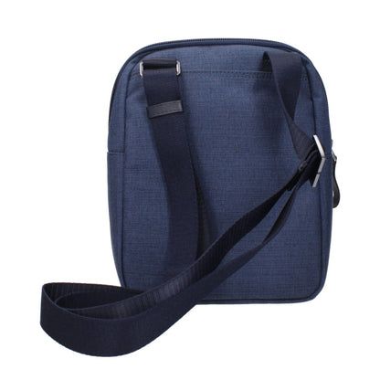 Piquadro Blue Fabric Crossbody Bag with adjustable shoulder strap, featuring front logo and blue fabric design, MPN CA4481W98BLU.
