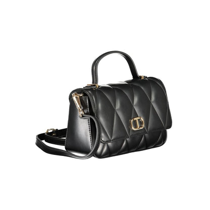 Twinset Black Polyethylene Women Handbag with shoulder strap and logo, showcasing sleek design and sophistication for versatile styling.