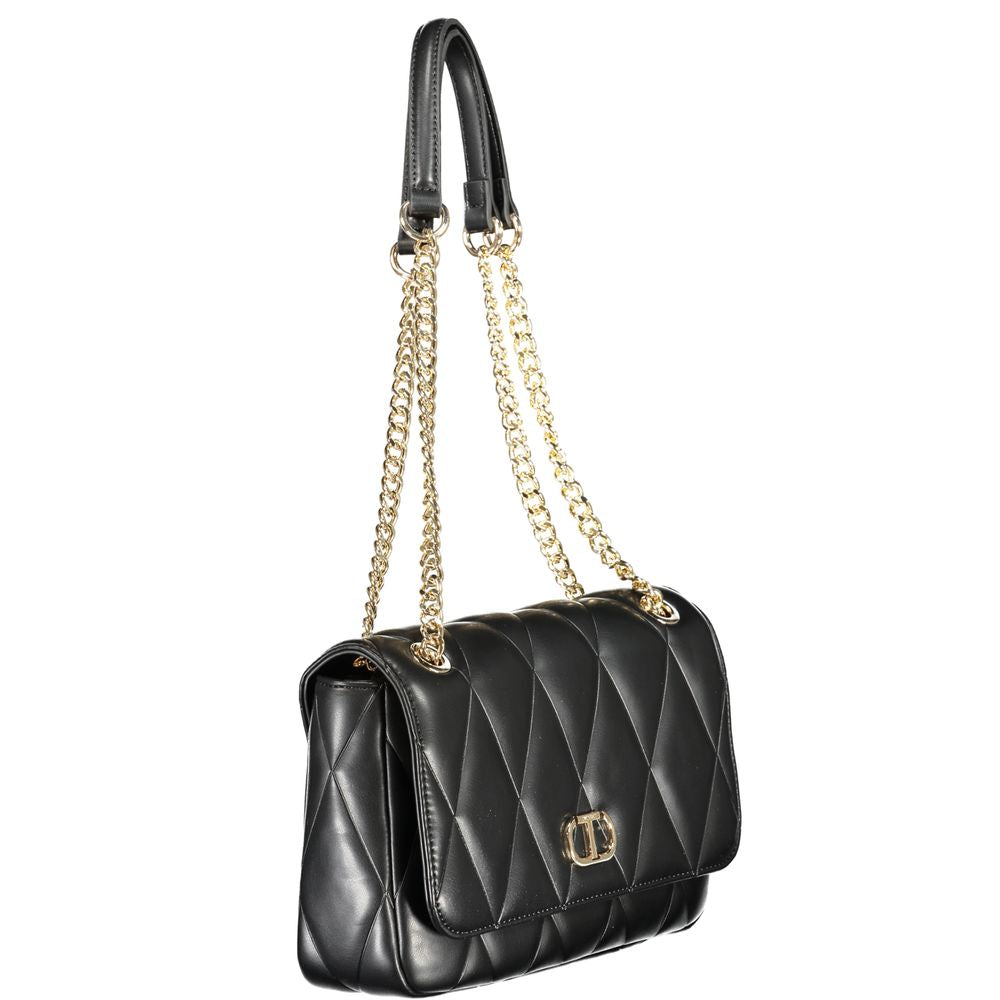 Twinset Black Polyethylene Women Handbag with chain handles and sleek design