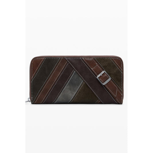 Desigual Brown Polyethylene Women Wallet featuring vibrant contrasting details and functional compartments.