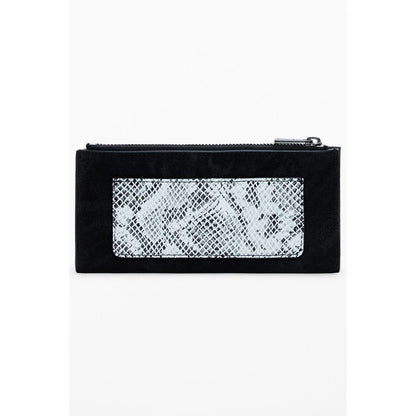 Desigual Black Polyethylene Women Wallet with snake patch design and secure closures.