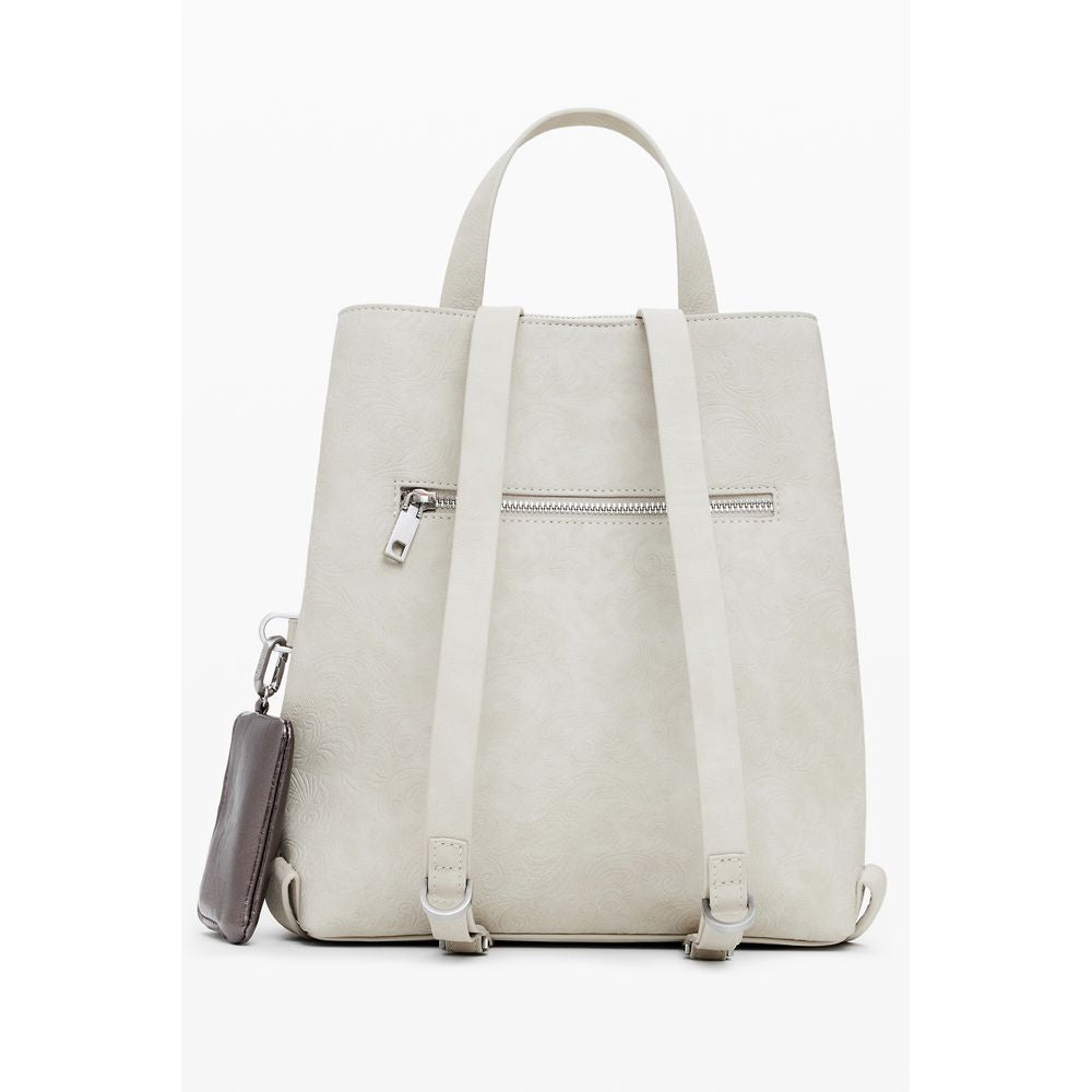 Alt Tag: Desigual Beige Polyethylene Women Backpack with adjustable straps and external zip pocket