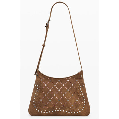 Desigual Brown Polyethylene Women Handbag with studs and adjustable strap.