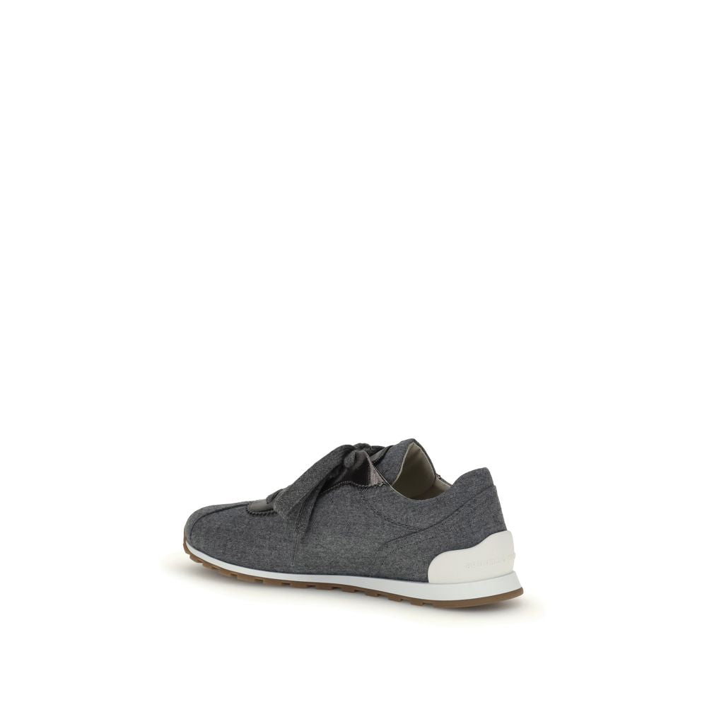 Brunello Cucinelli Gray Fleece Wool Athletic Sneakers