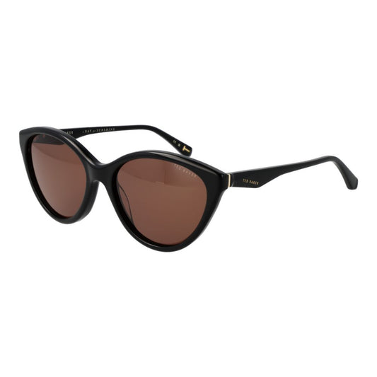 Ted Baker Black Women Sunglass with cat eye style, black acetate frame, brown plastic lenses providing 100% UVA & UVB protection.