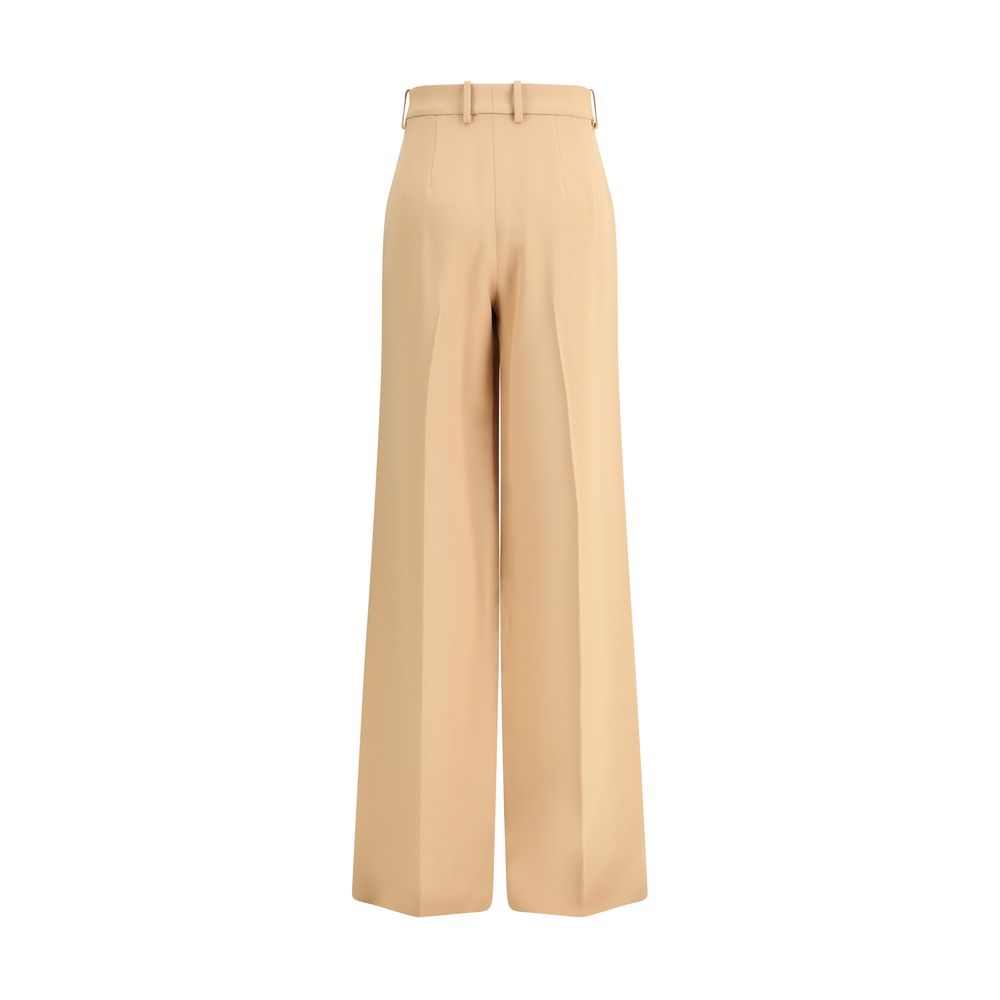 Ermanno Scervino Beige Viscose Casual Pants with wide leg design and belt loops, featuring front darts for added structure and style.