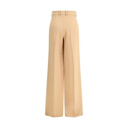 Ermanno Scervino Beige Viscose Casual Pants with wide leg design and belt loops, featuring front darts for added structure and style.