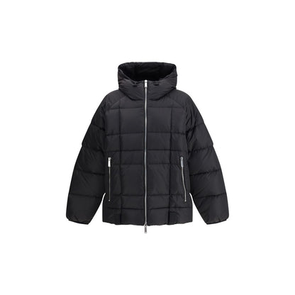 Dsquared² Black Polyamide Coat with wrap-around hood and quilted design for winter style and protection.