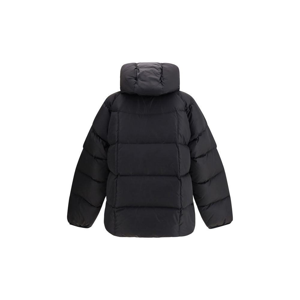 Dsquared² Black Polyamide Coat featuring quilted design and wrap-around hood for winter AW25 season.