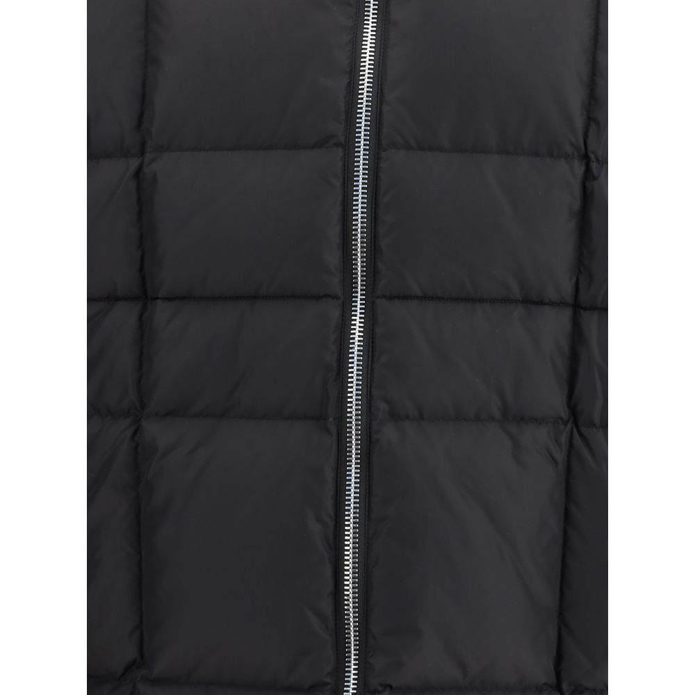 Dsquared² Black Polyamide Coat with quilted design and front zipper, featuring maximum protection and style for winter. AW25 collection.