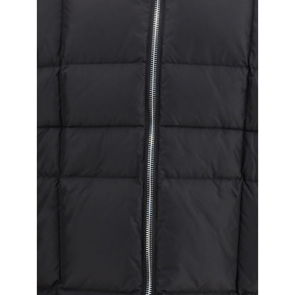 Dsquared² Black Polyamide Coat with quilted design and front zipper, featuring maximum protection and style for winter. AW25 collection.