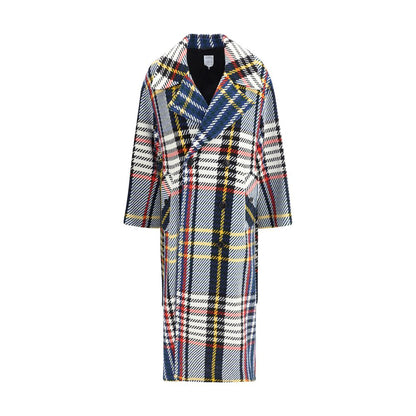Sara Roka Multicolor Wool Coat with check pattern, wide lapels, and sash, composed of 80% wool for AW25 season.