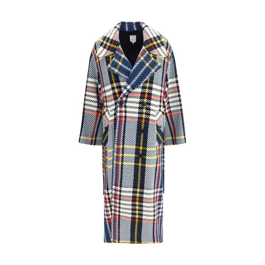 Sara Roka Multicolor Wool Coat with check pattern, wide lapels, and sash, composed of 80% wool for AW25 season.