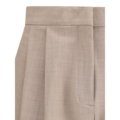 Close-up of Fabiana Filippi Beige Fleece Wool Dress Pants showcasing refined dart details and elegant design.