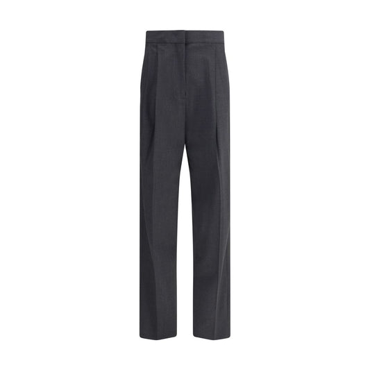 Fabiana Filippi Gray Fleece Wool Casual Pants with diamond thread loop detail and darts for a refined silhouette.