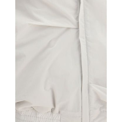 Detail of ALAINPAUL Gray Polyamide Full-Length Jacket showing soft draping and modern zipper design for AW25 season.