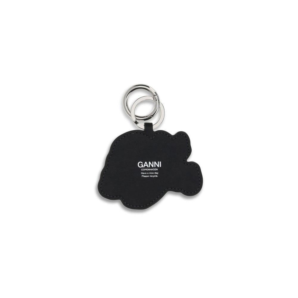 Ganni Multicolor Recycled Leather Keychain with dog shape and silver clasp, perfect accessory for keys, bags, or backpacks, AW25.