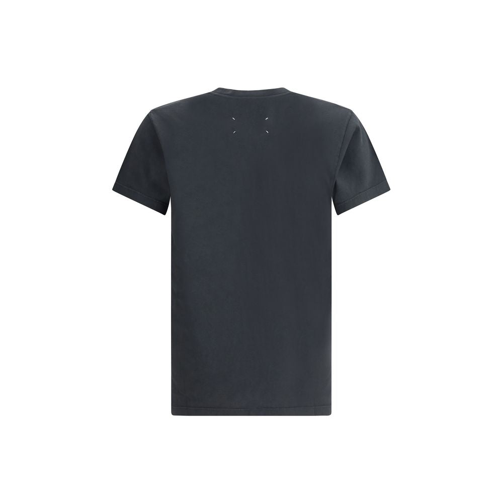 Rear view of Margiela Black Cotton T-Shirt showcasing minimalist design and high-quality cotton material.