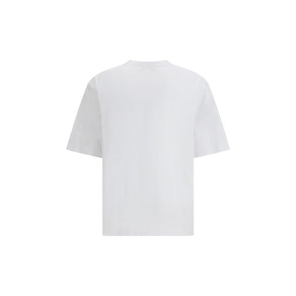 Back view of Dsquared² White Cotton T-Shirt with ribbed crew neck and logo detail, AW25 collection, regular fit