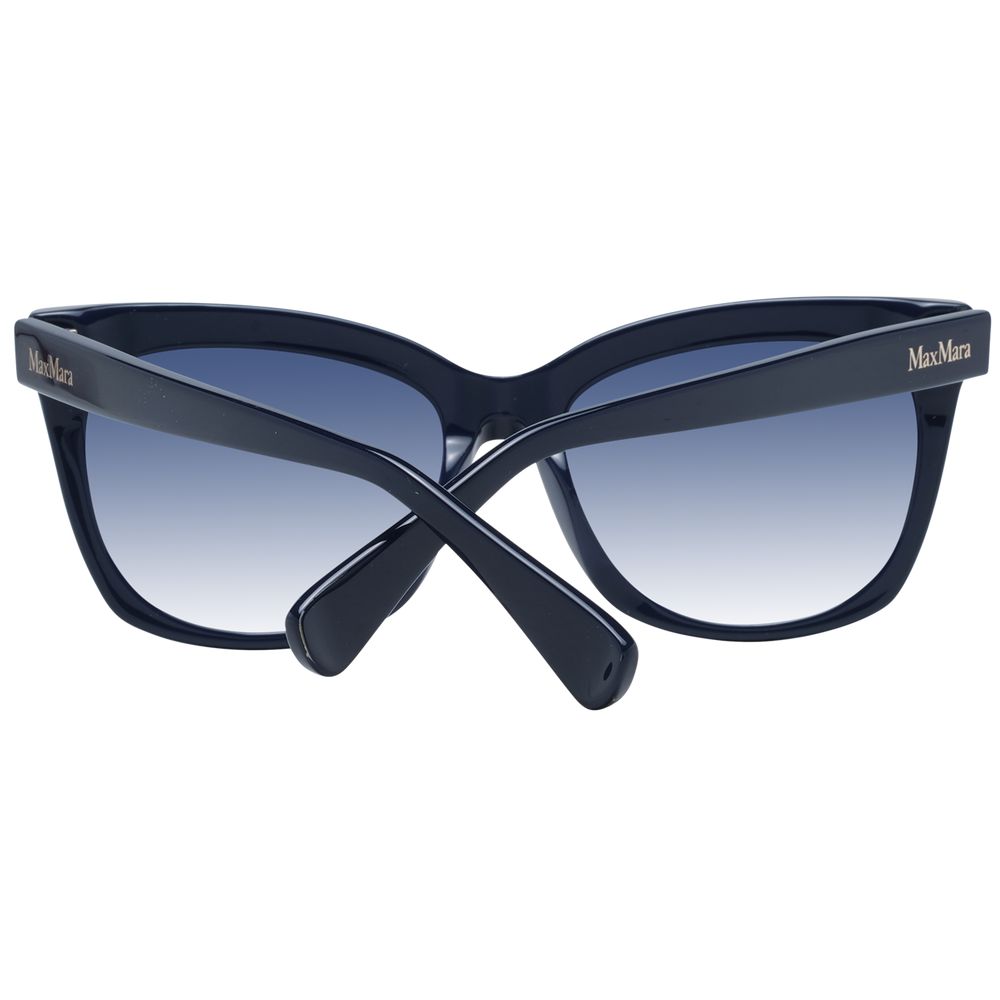 Max Mara Blue Plastic Sunglasses with gradient lenses, full-rim cat eye style, women, UV protection, branded case included.