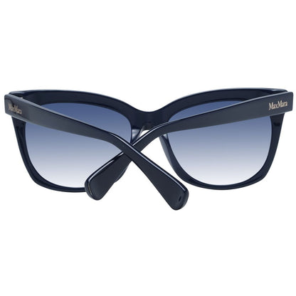 Max Mara Blue Plastic Sunglasses with gradient lenses, full-rim cat eye style, women, UV protection, branded case included.