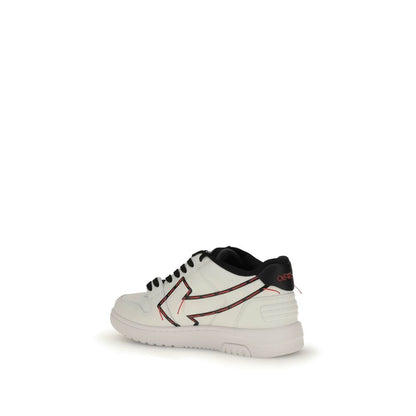 Off-White White Rubber Low Top Sneakers with contrast Arrow logo and lace-up closure.