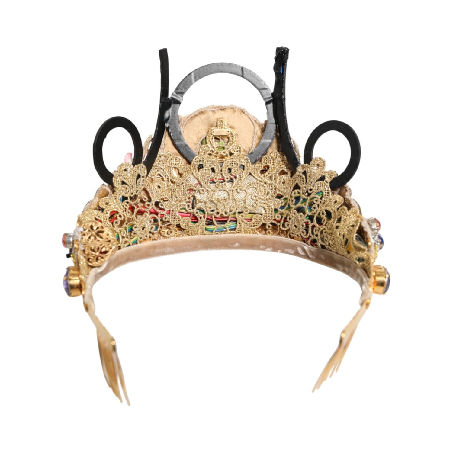 Dolce & Gabbana Gold Brass Crystal Embellished Headpiece Crown Tiara