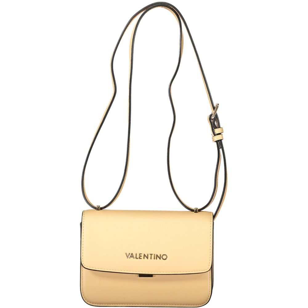 Mario Valentino Beige Polyethylene Handbag with adjustable strap and logo.
