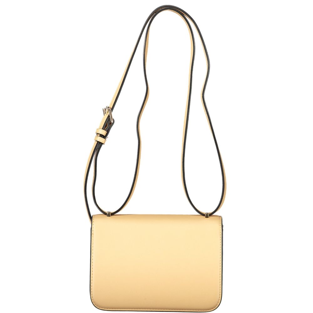 Mario Valentino Beige Polyethylene Handbag with adjustable shoulder strap and logo.