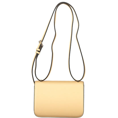 Mario Valentino Beige Polyethylene Handbag with adjustable shoulder strap and logo.