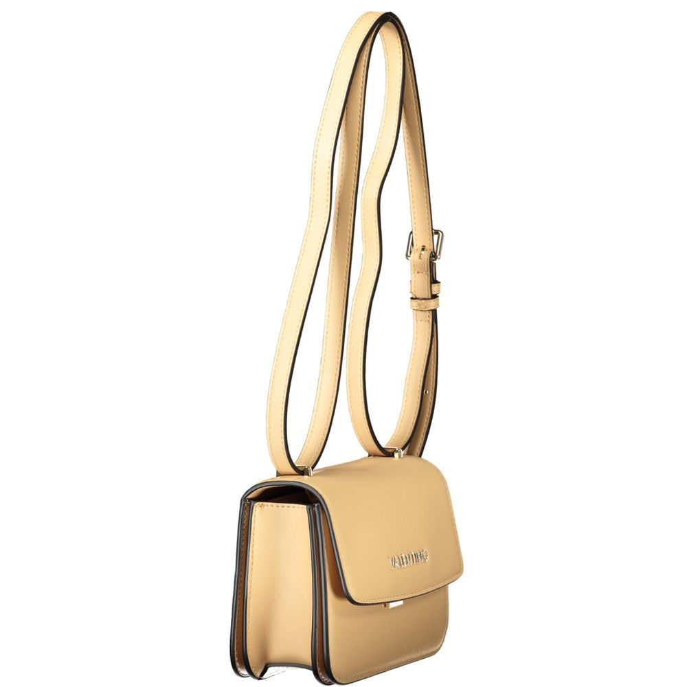 Mario Valentino Beige Polyethylene Handbag with adjustable strap, 4 internal pockets, automatic closure, and logo detail.