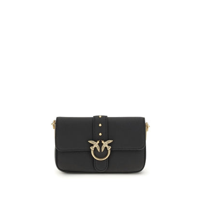 PINKO Black Calf Leather Bos Taurus Shoulder Bag