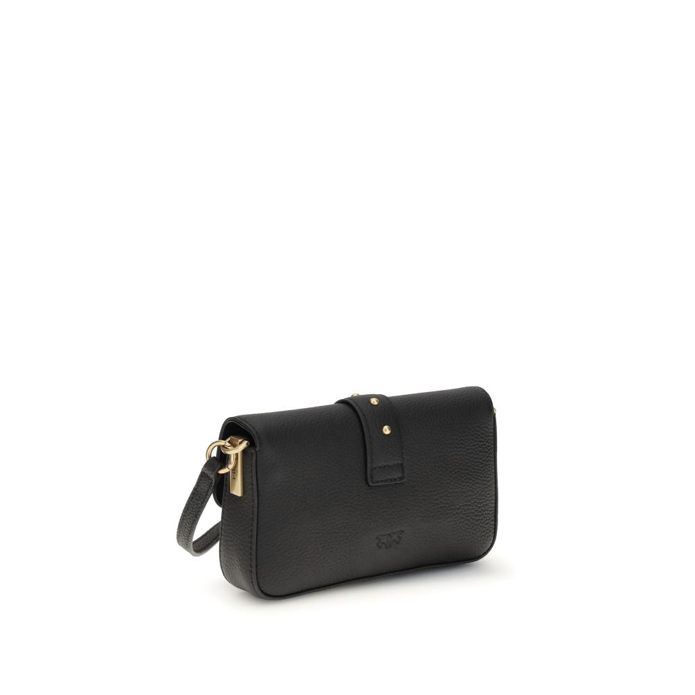 PINKO Black Calf Leather Bos Taurus Shoulder Bag