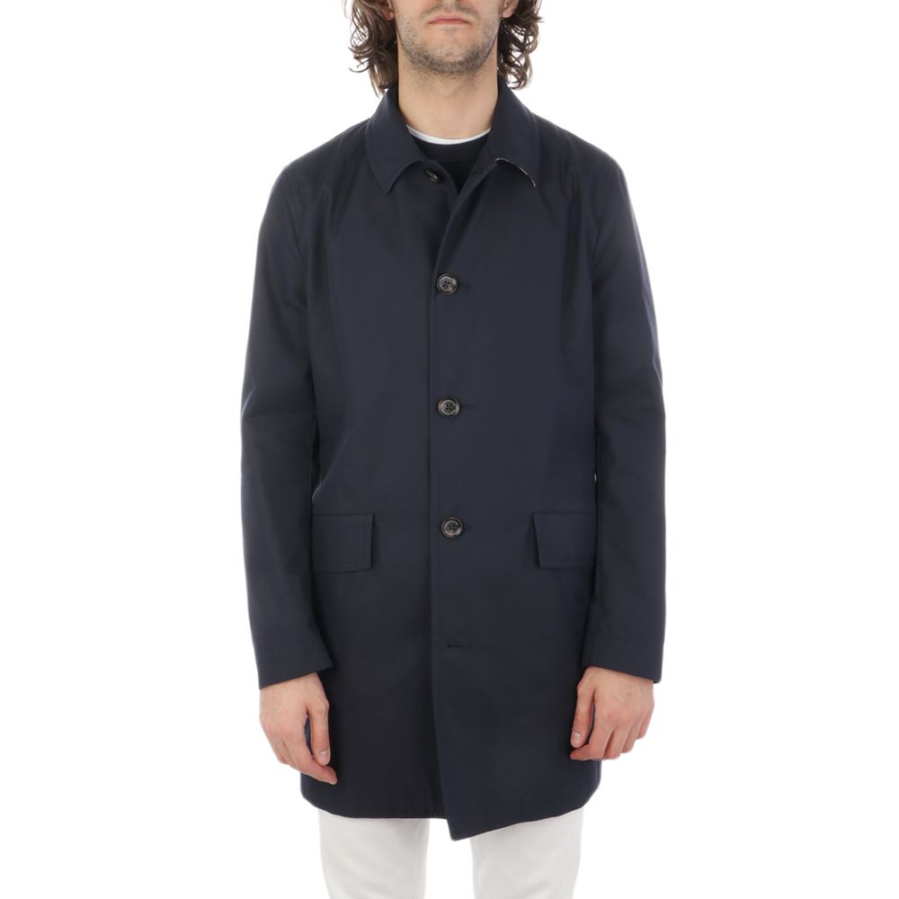 Aquascutum Blue Cotton Men's Raincoat