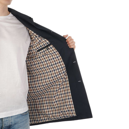 Aquascutum Blue Cotton Men's Trench Coat