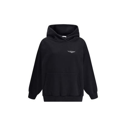 Givenchy Black Cotton Sweatshirt with pouch pocket and printed logo, oversized fit, Autumn Winter 2025. 100% Cotton fabric.