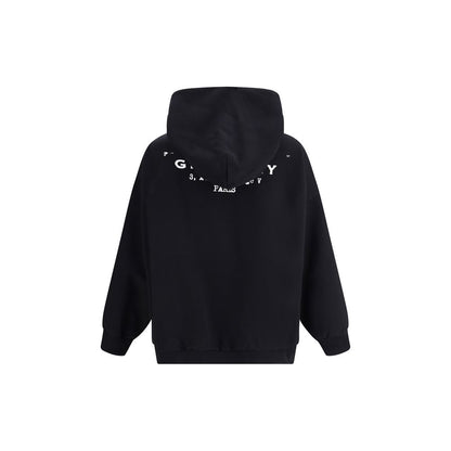 Givenchy Black Cotton Sweatshirt with back view, oversized fit, soft hood, 100% cotton. Modern design ideal for AW25 season fashion.