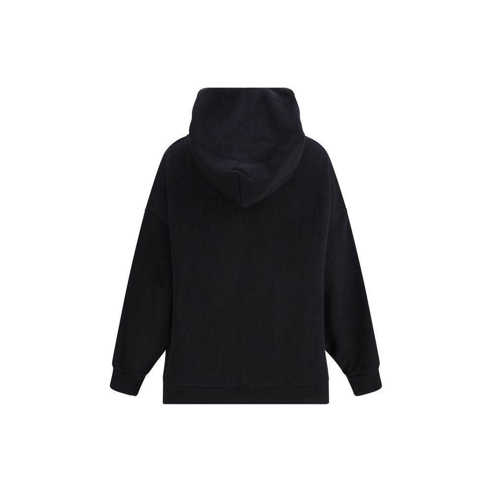 Back view of Givenchy Black Cotton Sweatshirt featuring hoodie and ribbed hem.