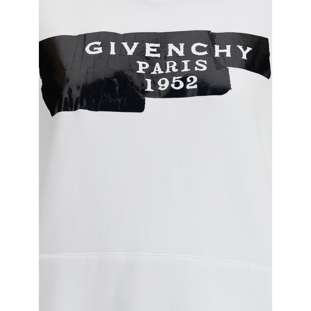 Givenchy White Cotton Sweatshirt with black GIVENCHY Paris 1952 print on front, oversized fit, ribbed hem and cuffs, AW25 season.