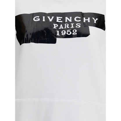 Givenchy White Cotton Sweatshirt with black GIVENCHY Paris 1952 print on front, oversized fit, ribbed hem and cuffs, AW25 season.