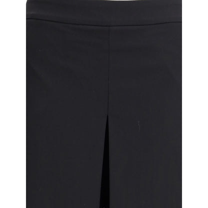 Di Stavnitser Black Polyester Casual Pants with sleek, flowing silhouette and invisible side zipper closure, perfect for AW25 collection.